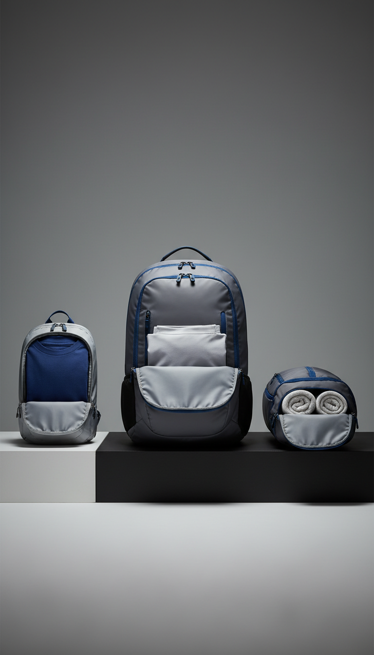 Streamlined athletic backpack with functional compartments