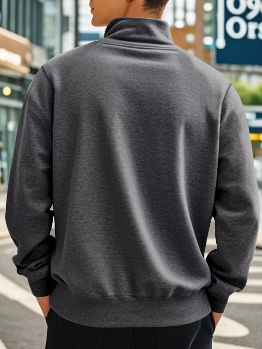 Men's Full Size Solid Color Quarter Zip Sweatshirt Plus Size