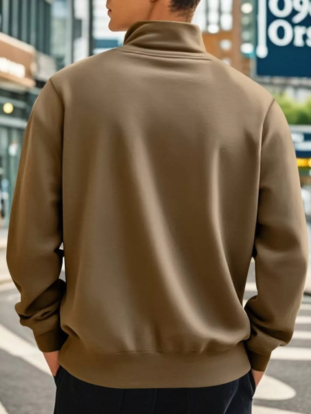 Men's Full Size Solid Color Quarter Zip Sweatshirt Plus Size