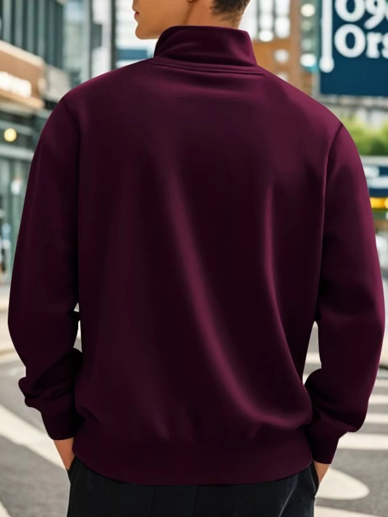 Men's Full Size Solid Color Quarter Zip Sweatshirt Plus Size