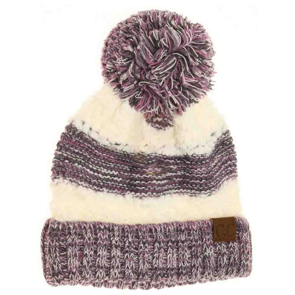 Popcorn Heathered Knit Pom C.C Beanie