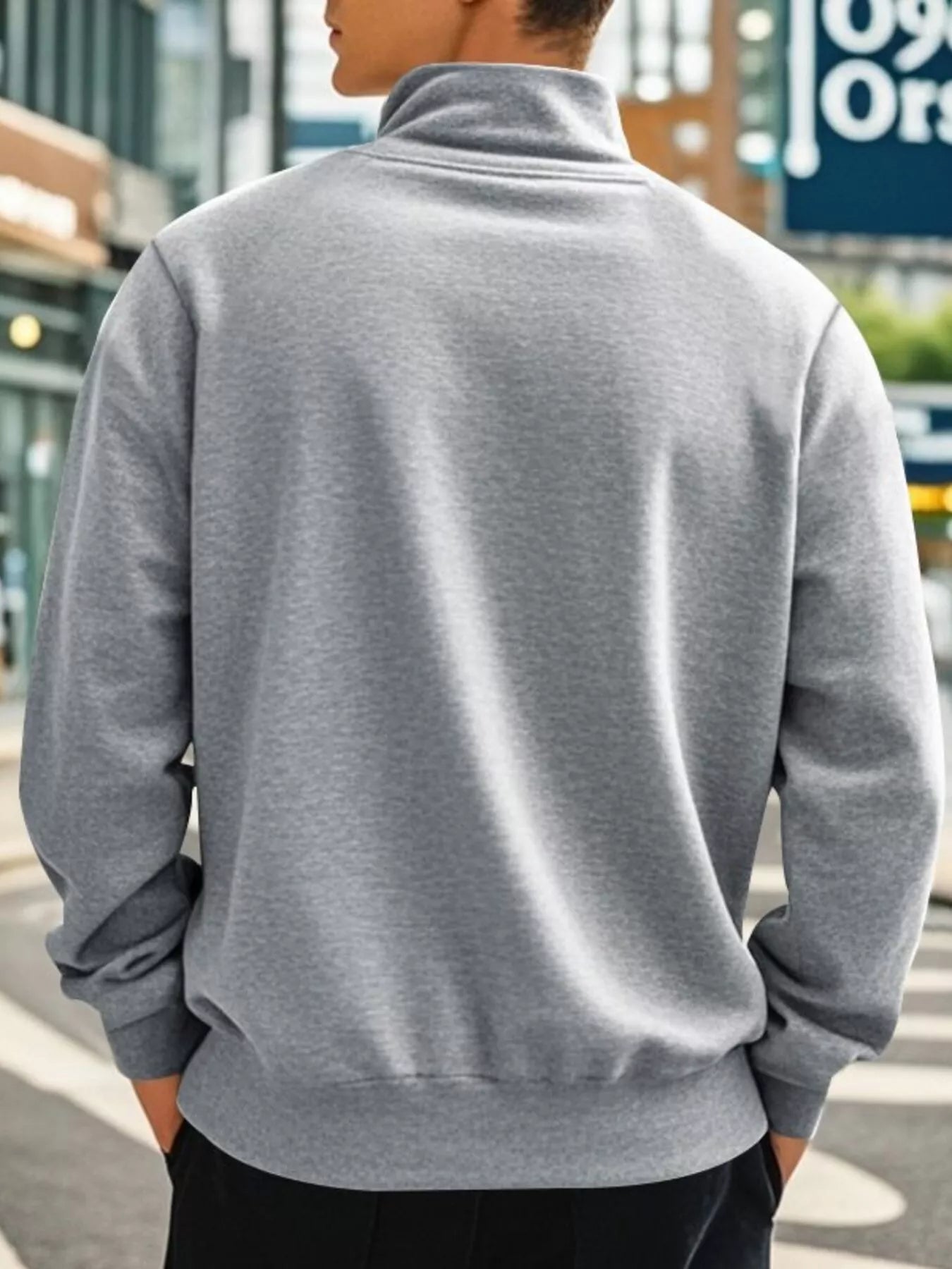 Men's Full Size Solid Color Quarter Zip Sweatshirt Plus Size